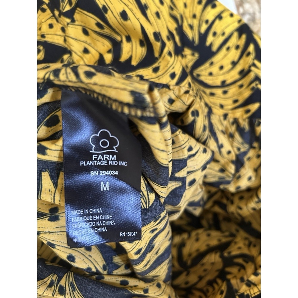 NEW Farm Rio Cotton Poplin One-Shoulder Black Bananas Midi Dress Cotton Medium - Picture 5 of 13